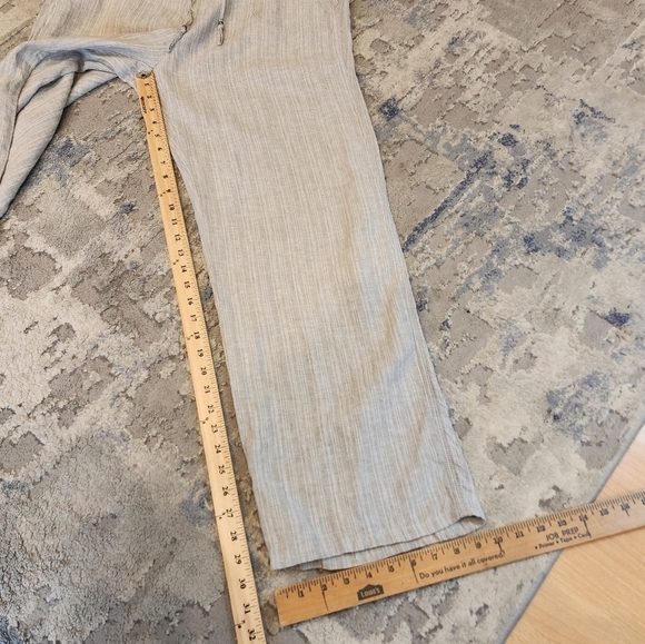M&S Love Linen Grey Silver Stripe Flowy Pull On Pants. Women's size 12 long. - Picture 9 of 17